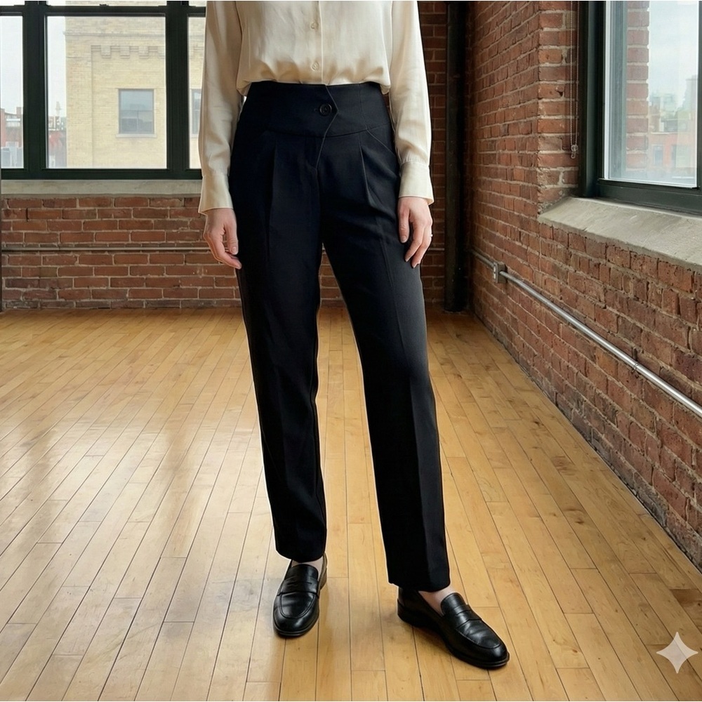 EQ:IQ ($85) Tailored Black High Rise Dress Pants Minimalist Office Trousers Sz34